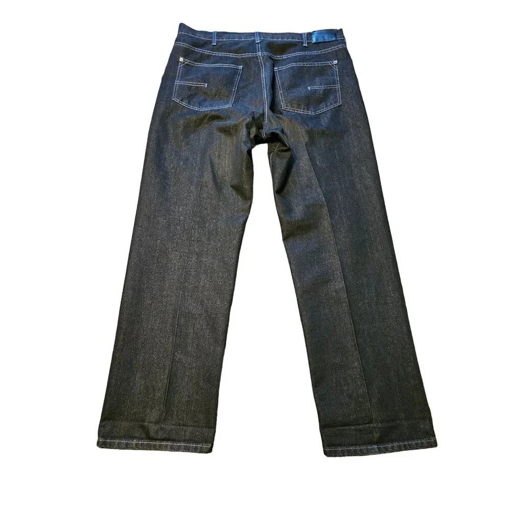 Calvin Klein Straight Leg Dark Wash Streetwear Jeans Gray Stitching Men Size 38